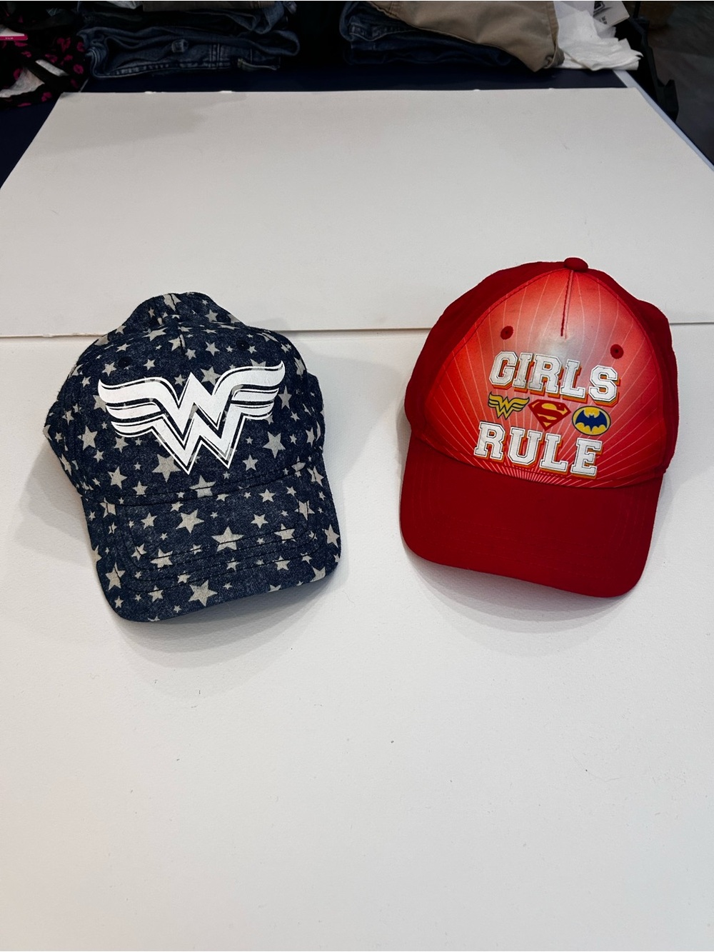 Girls' Hats - Denim Star & Red "Girls Rule" Caps